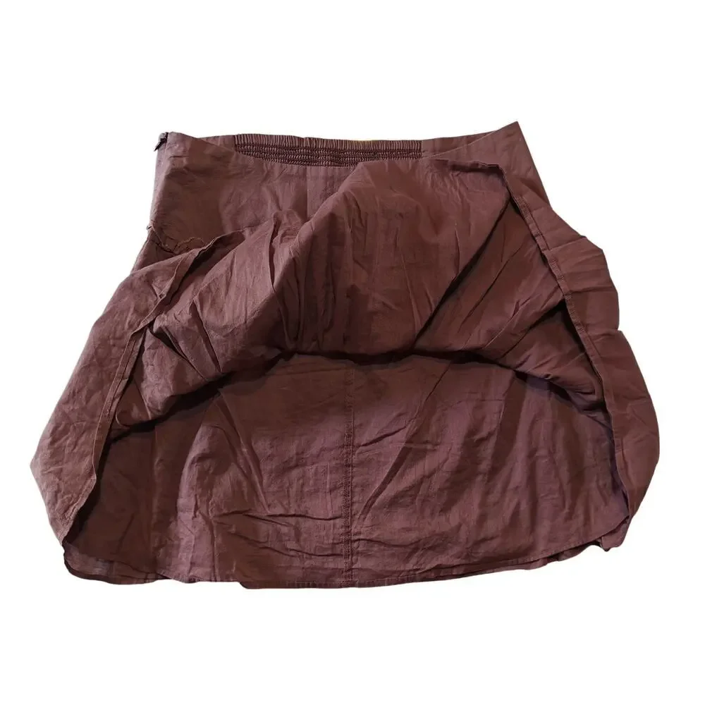 Banana Republic Mauve Cotton Mini Skirt Smocked Waist Boho Size 4